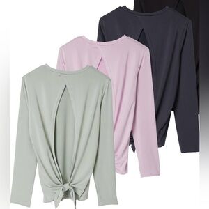 3 Athletic Tie Back Longsleeve Shirts